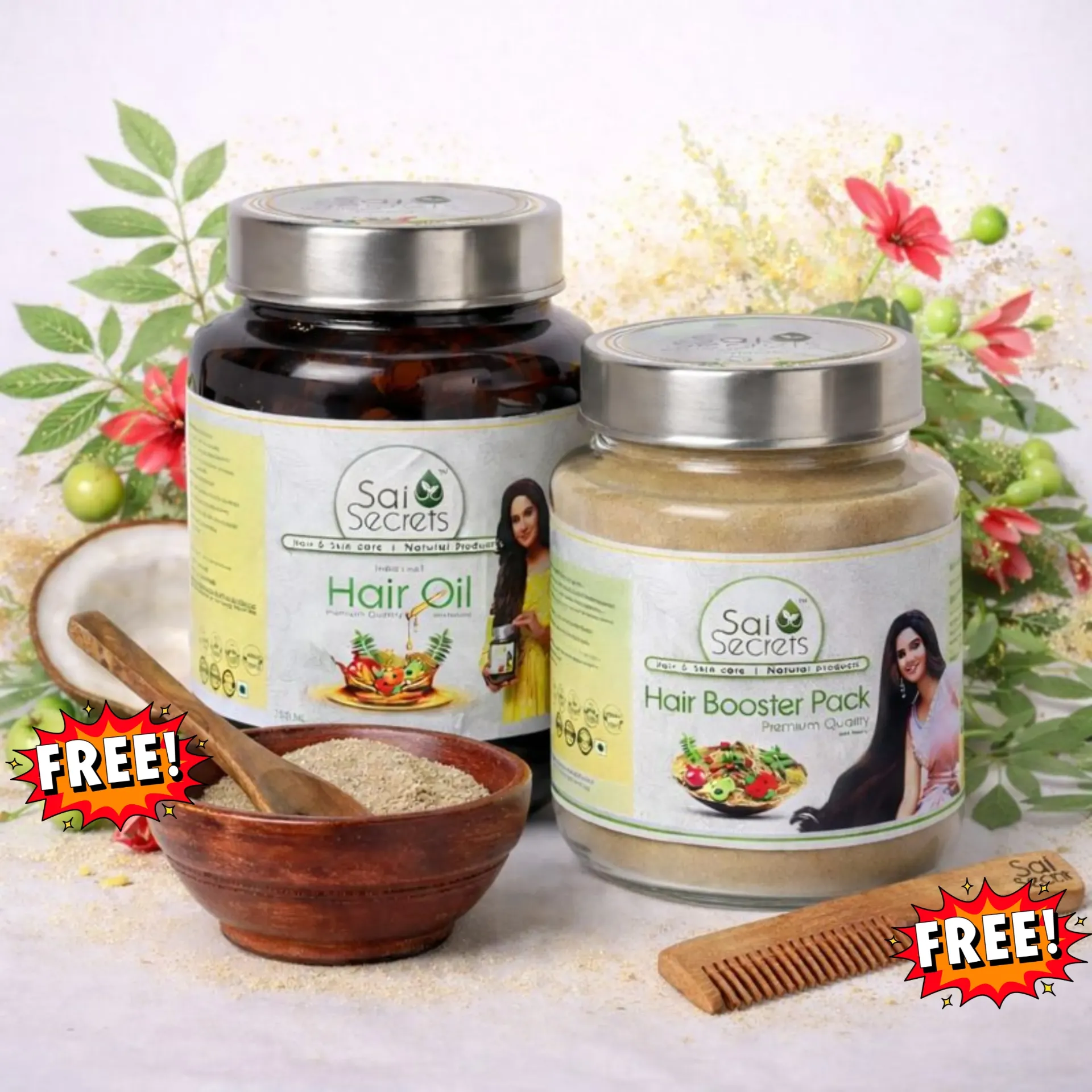 [HO5+HP4+CC1+CBS1] Hair Oil 500ML + Hair Booster Pack 400GM Combo