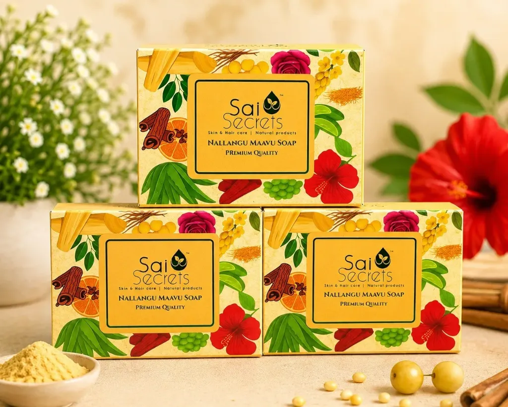 [NS3] Sai Secrets Nallangu Maavu Soap 3 Pack