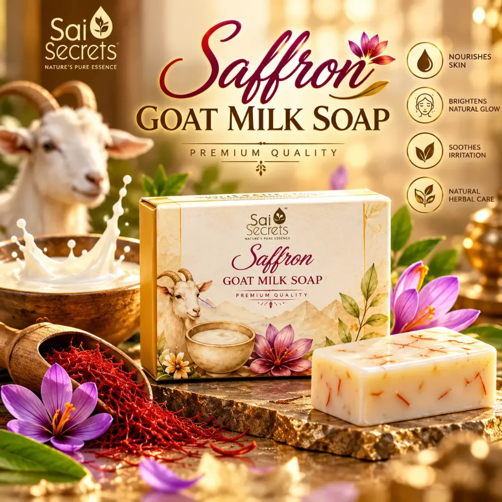 [GS1] Sai Secrets Skin Glowing Saffron GOAT MILK SOAP - PACK OF 1