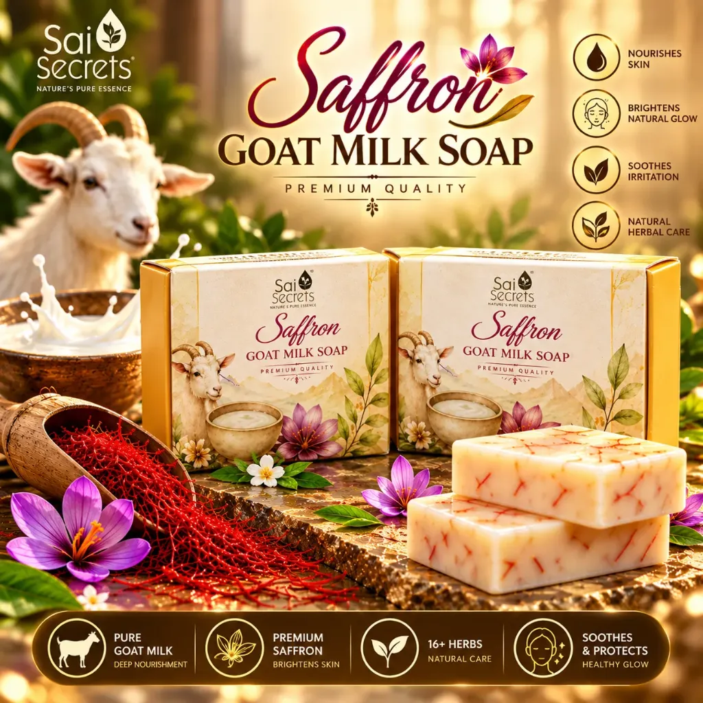 [GS2] Sai Secrets Skin Glowing Saffron GOAT MILK SOAP - PACK OF 2